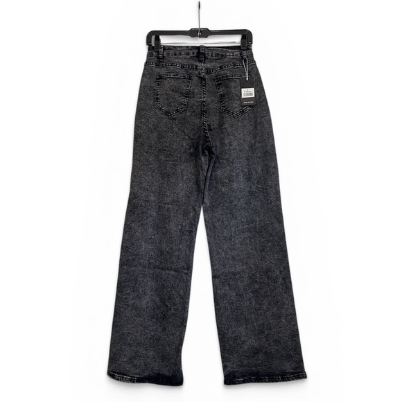 Women’s Wide Leg Jeans Black Acid Wash - Picture 3 of 4